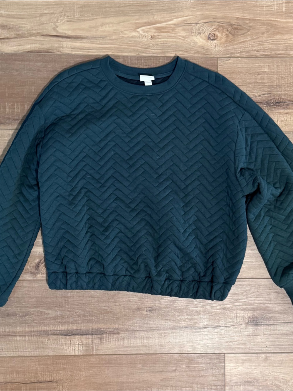 a new day Quilted Crewneck Sweater - Teal Green